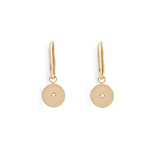 Birthstone Amulet Earrings Gold - Round