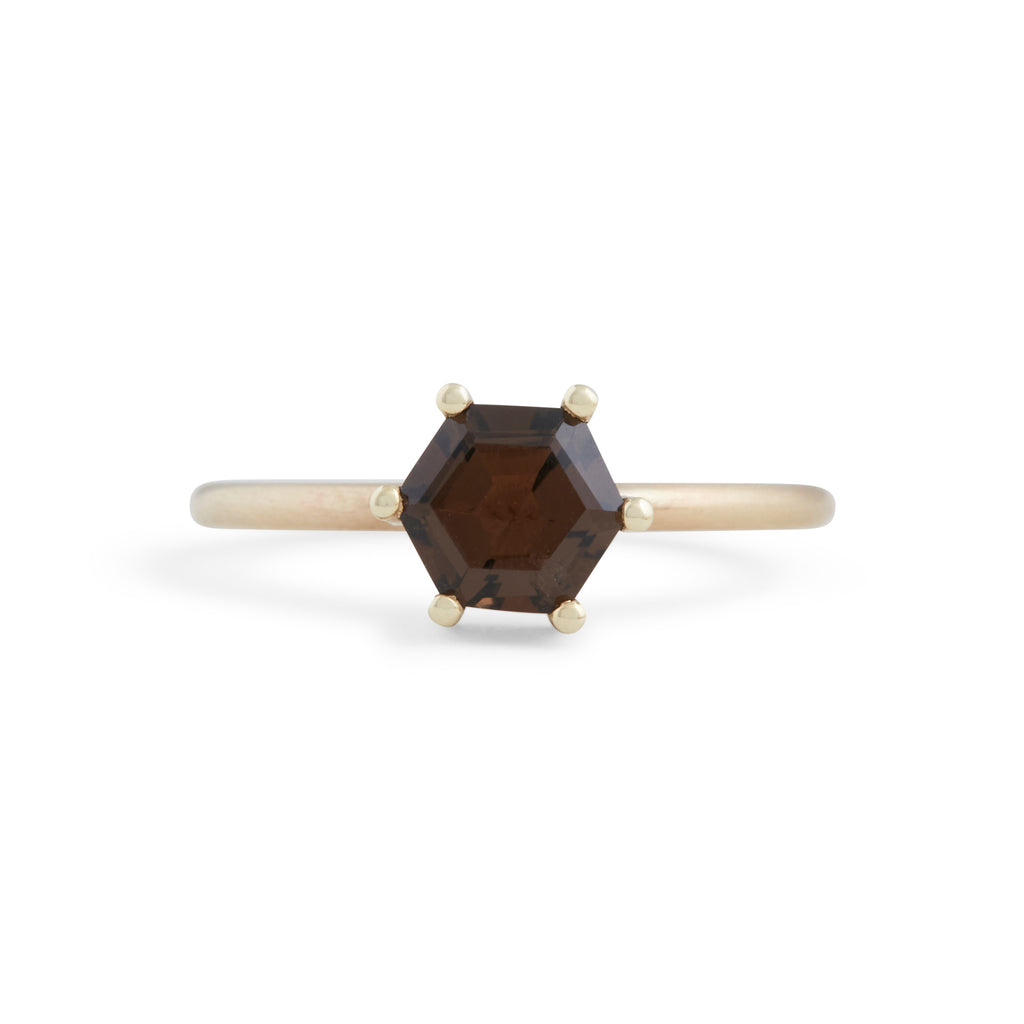 Hexagonal Peridot Small Stacking Ring