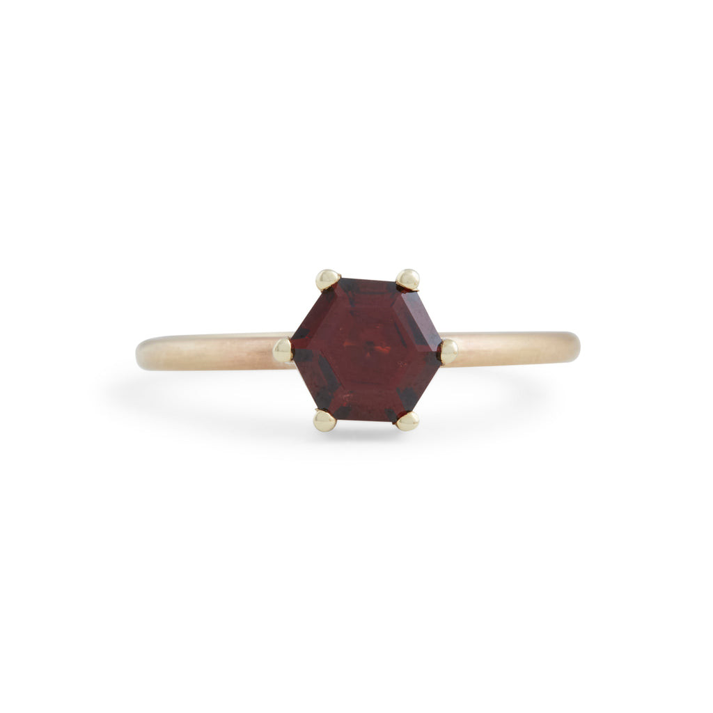 Hexagonal Garnet Small Stacking Ring