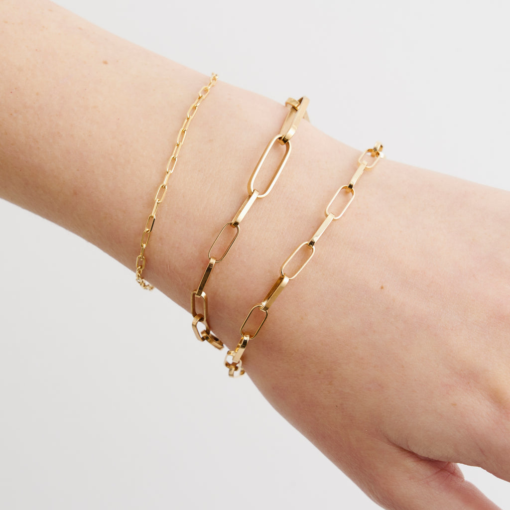 Mixed Link Small Gold Bracelet