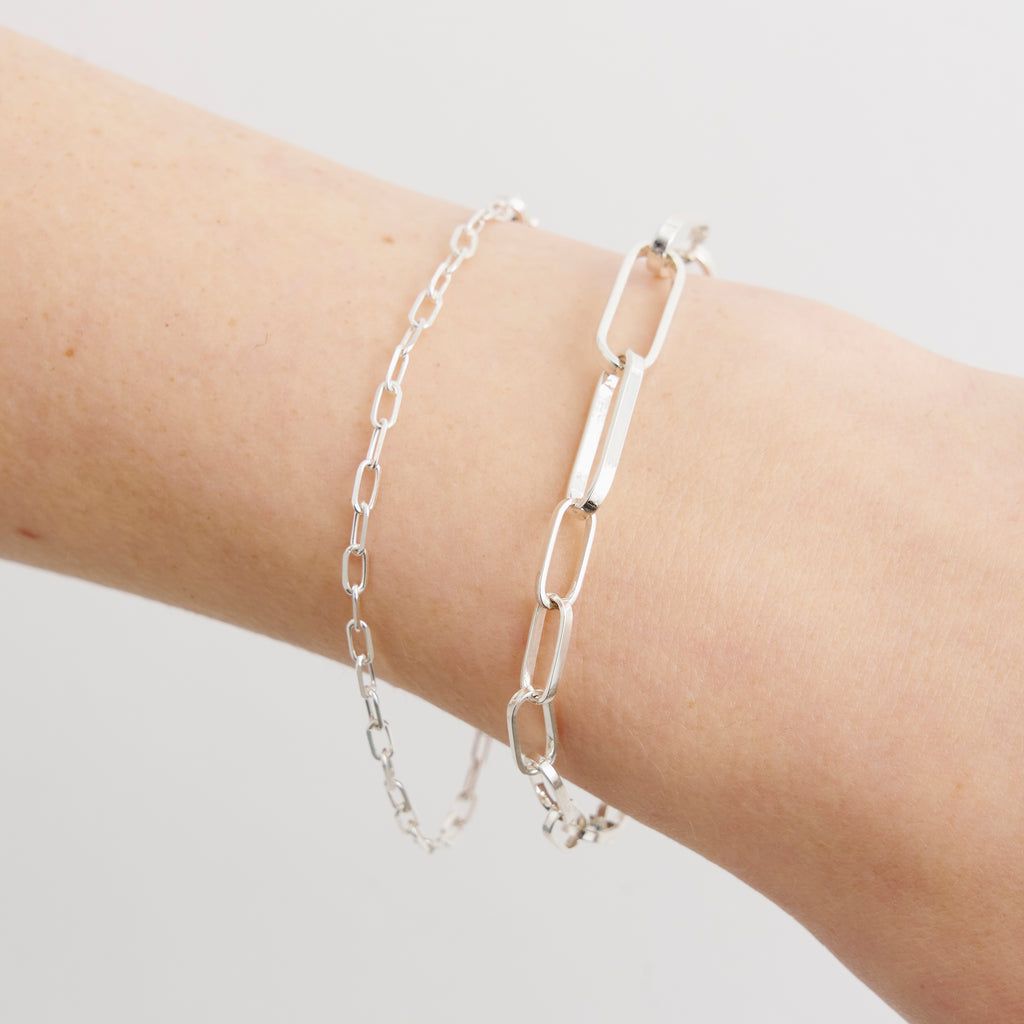 Mixed Link Medium Silver Bracelet