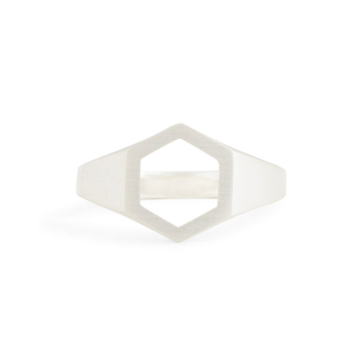 Hexagonal Silver Signet Ring