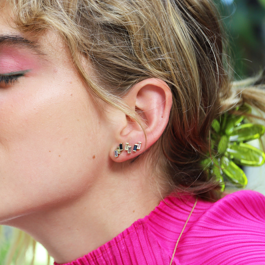 Double Sapphire Baguette Earrings