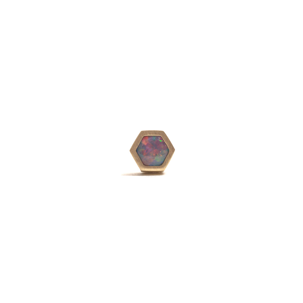 Small Golden Opal Element Single Stud Earrings