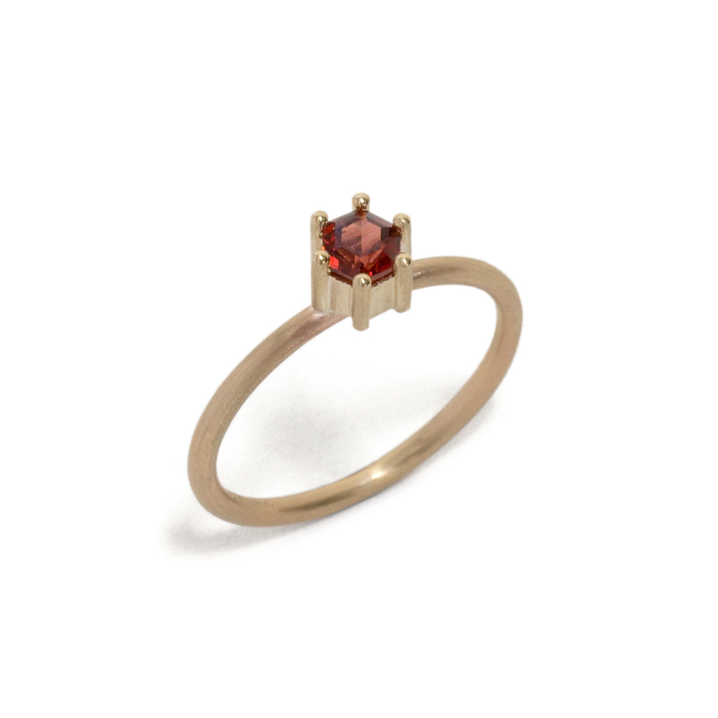 Hexagonal Garnet Small Stacking Ring