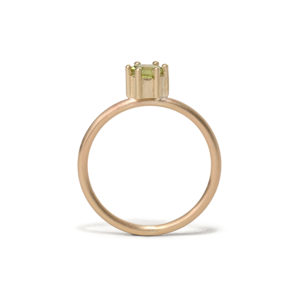 Hexagonal Peridot Small Stacking Ring