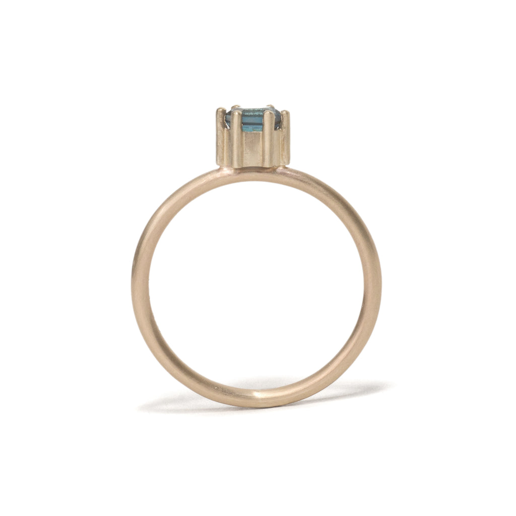 Hexagonal London Blue Topaz Small Stacking Ring