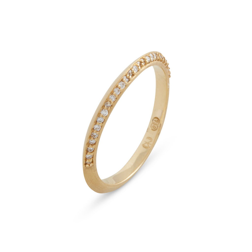 Jewelled Curved Yellow Gold You and Me Ring