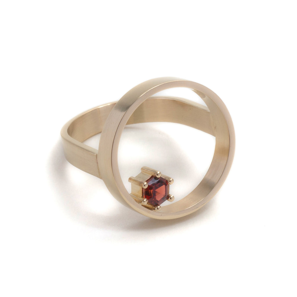 Garnet Circle Ring