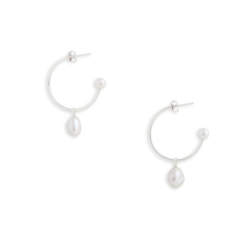 Medium Silver Charming Hoop + Charms Earrings