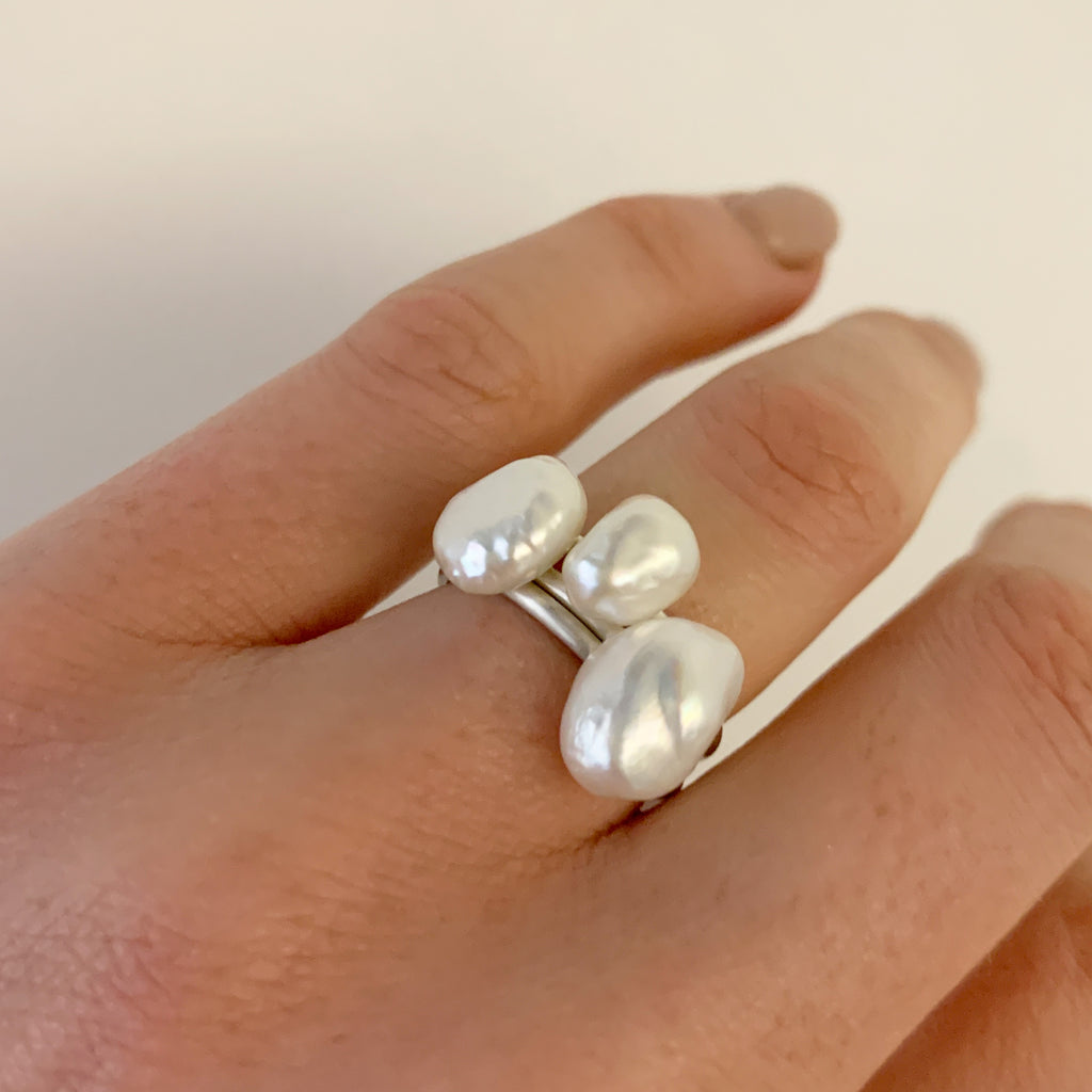 Baroque Pearl Medium Silver Ring