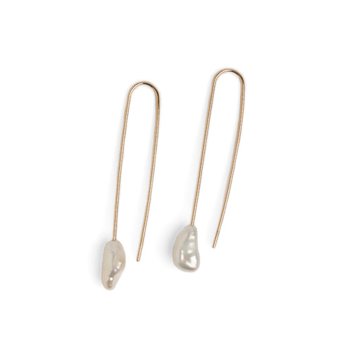 Baroque Pearl Large Gold Drop Earrings