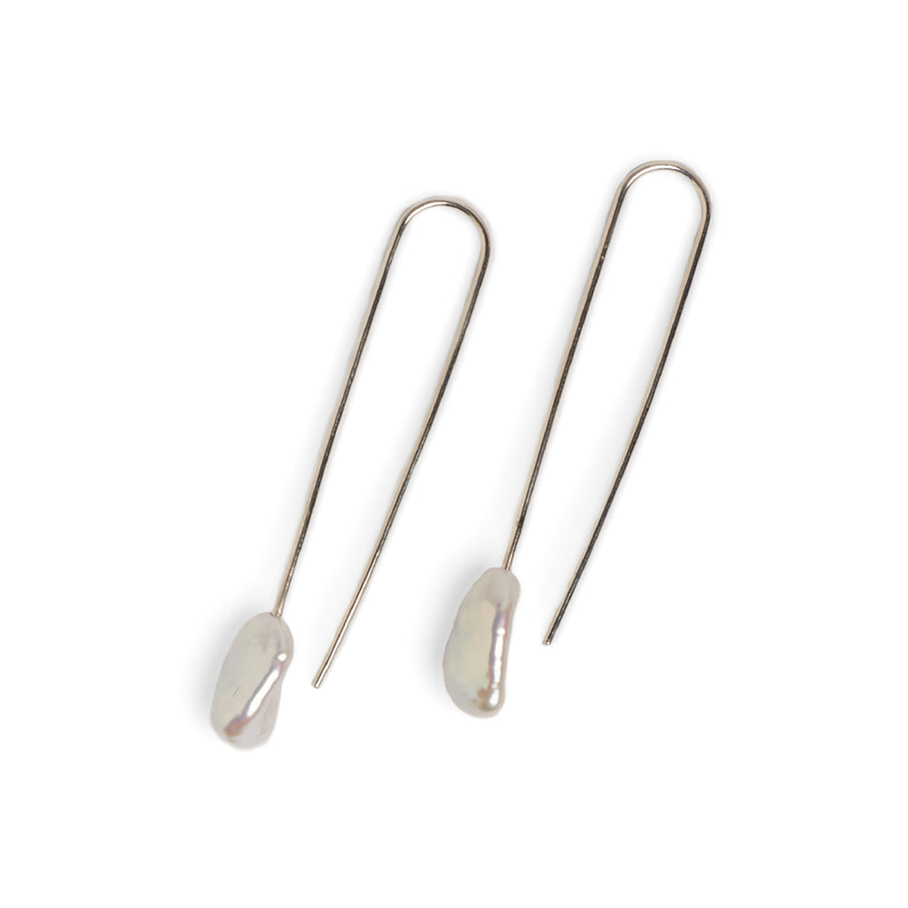 Baroque Pearl Small Silver Drop Earrings