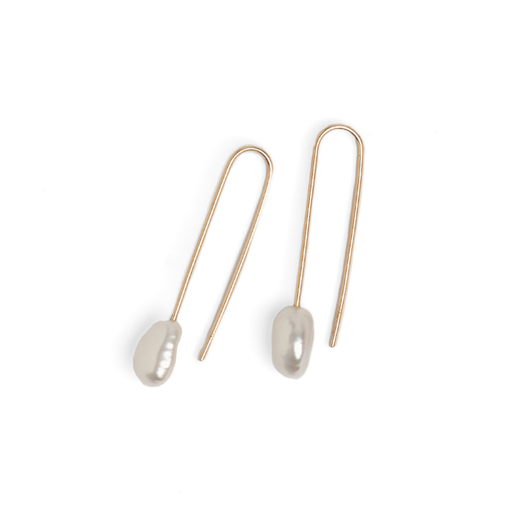 Baroque Pearl Small Gold Drop Earrings