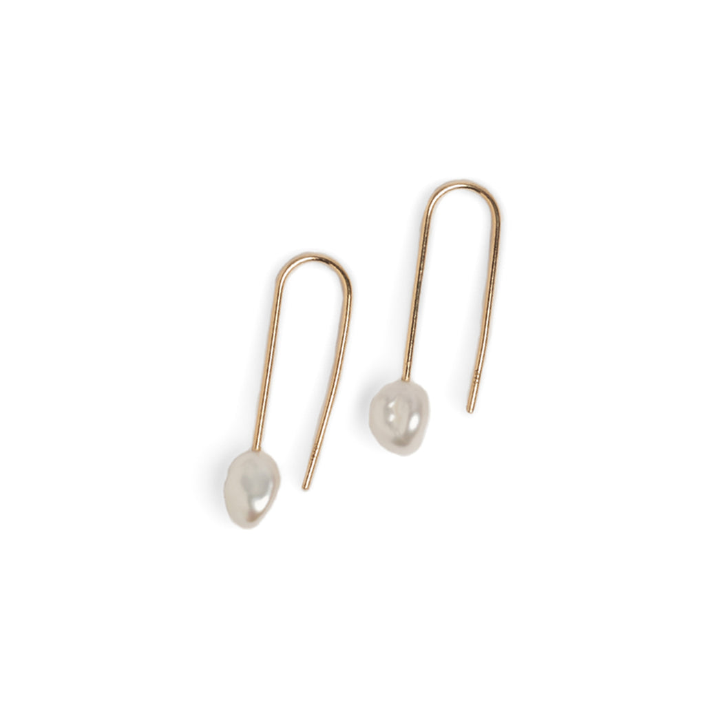 Baroque Pearl Medium Gold Drop Earrings