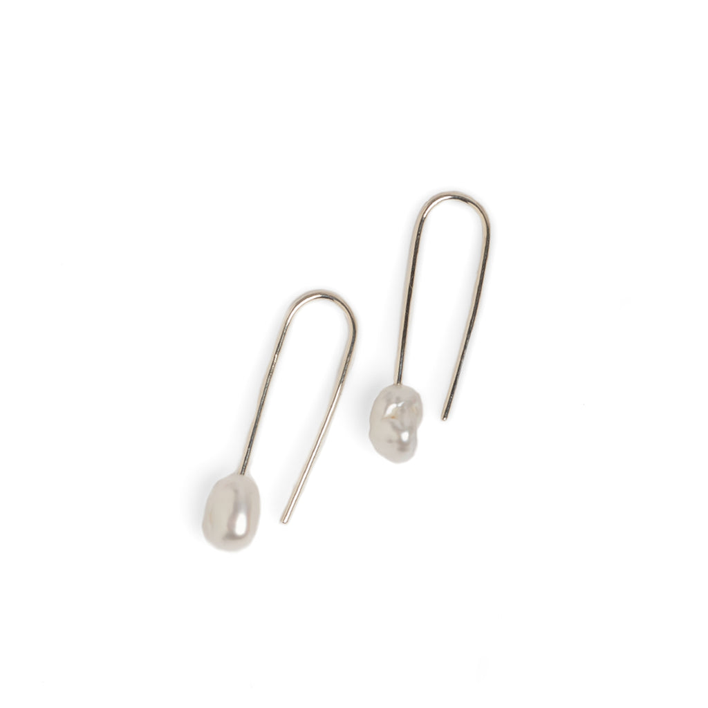 Baroque Pearl Small Silver Drop Earrings