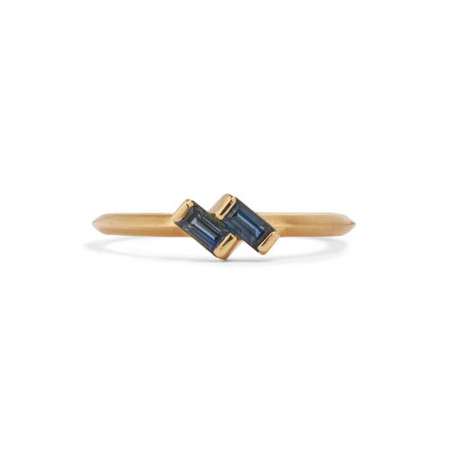 Double Baguette Parti Sapphire Ring