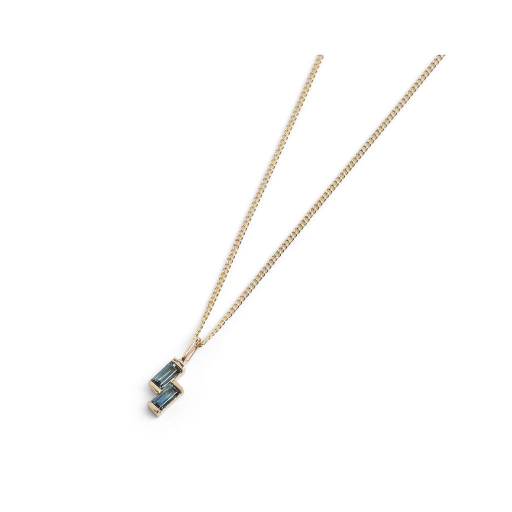 Vertical Double Sapphire Baguette Necklace