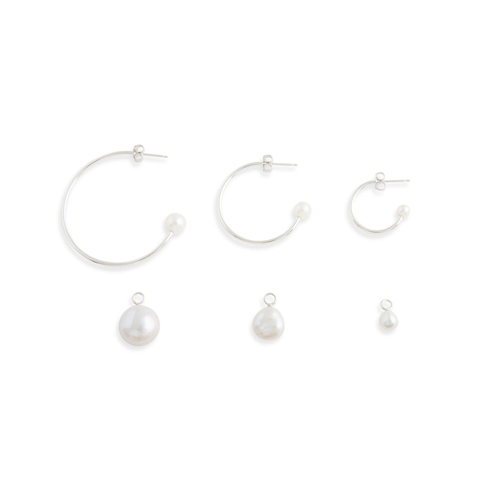 Small Silver Charming Hoop Earrings
