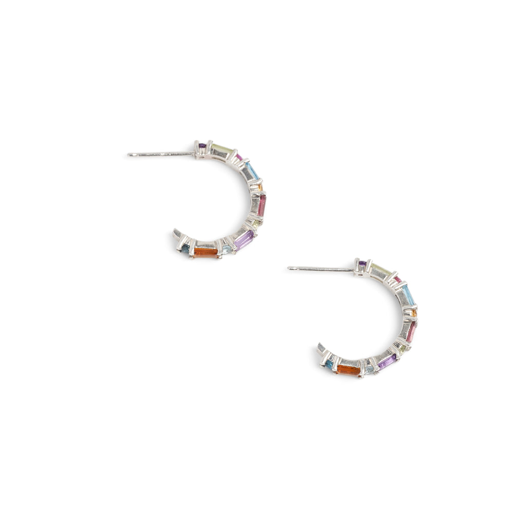 XO Rainbow Gem Huggie Earrings