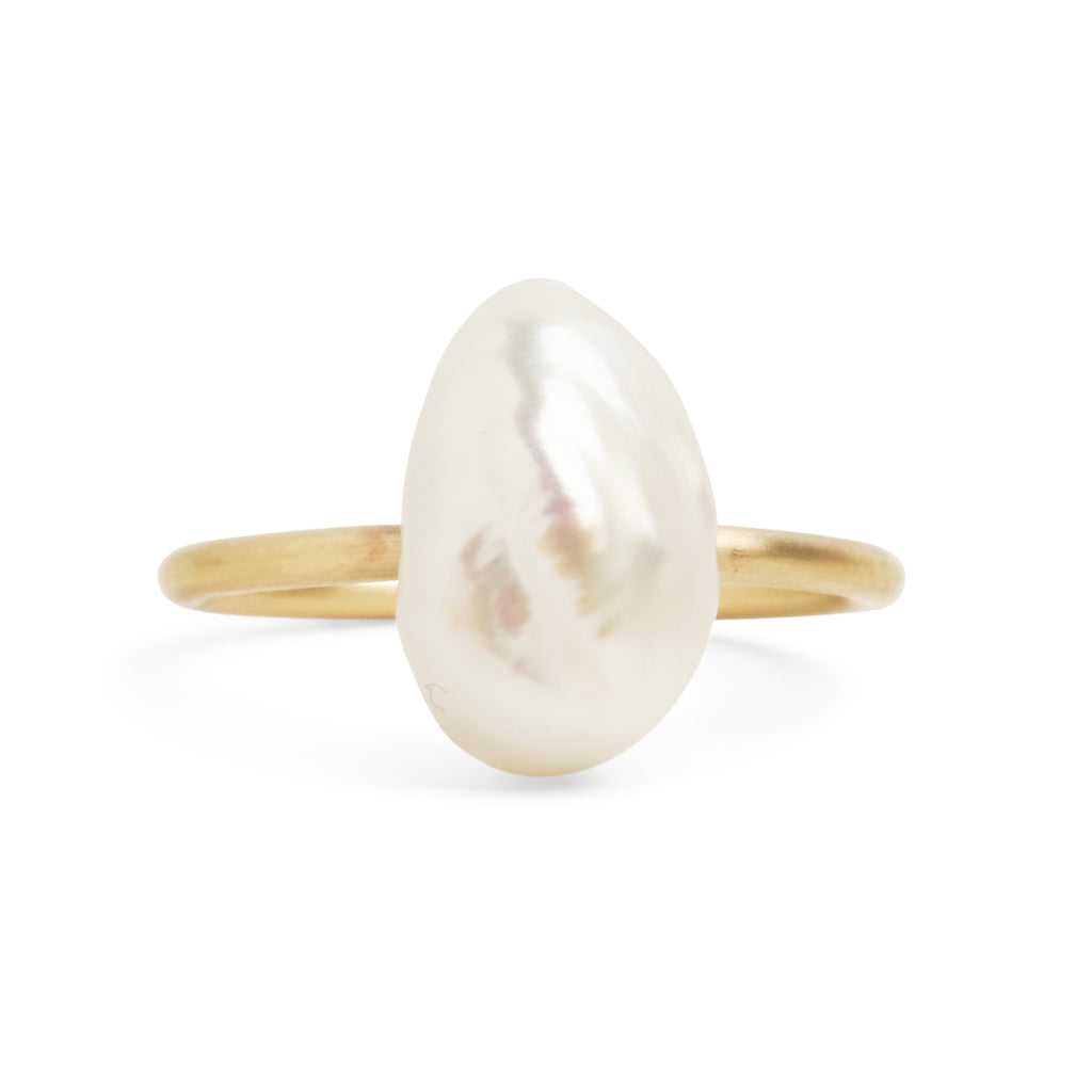 Baroque Pearl Large Gold Ring