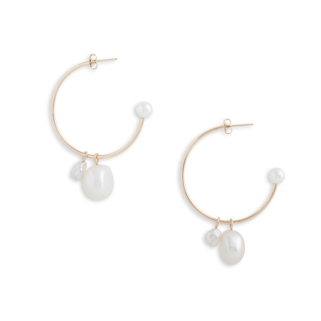 Large Gold Charming Hoop + Charms Earrings