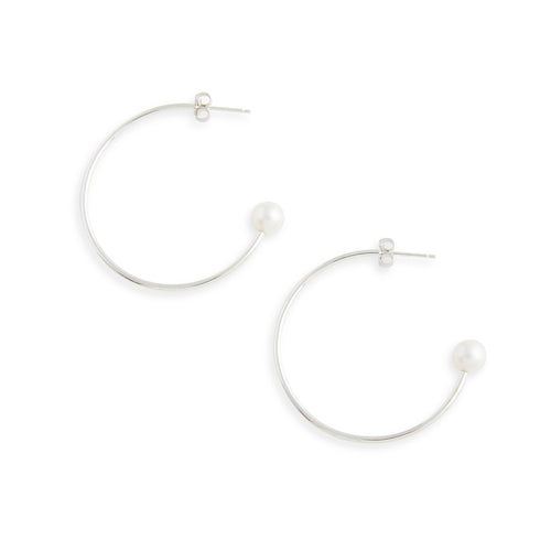 Large Silver Charming Hoop Earrings