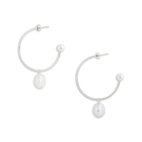 Large Silver Charming Hoop + Charms Earrings