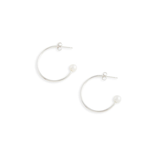 Medium Silver Charming Hoop Earrings