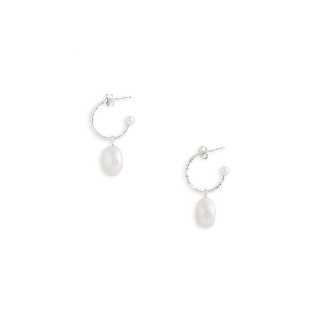 Small Silver Charming Hoop Earrings