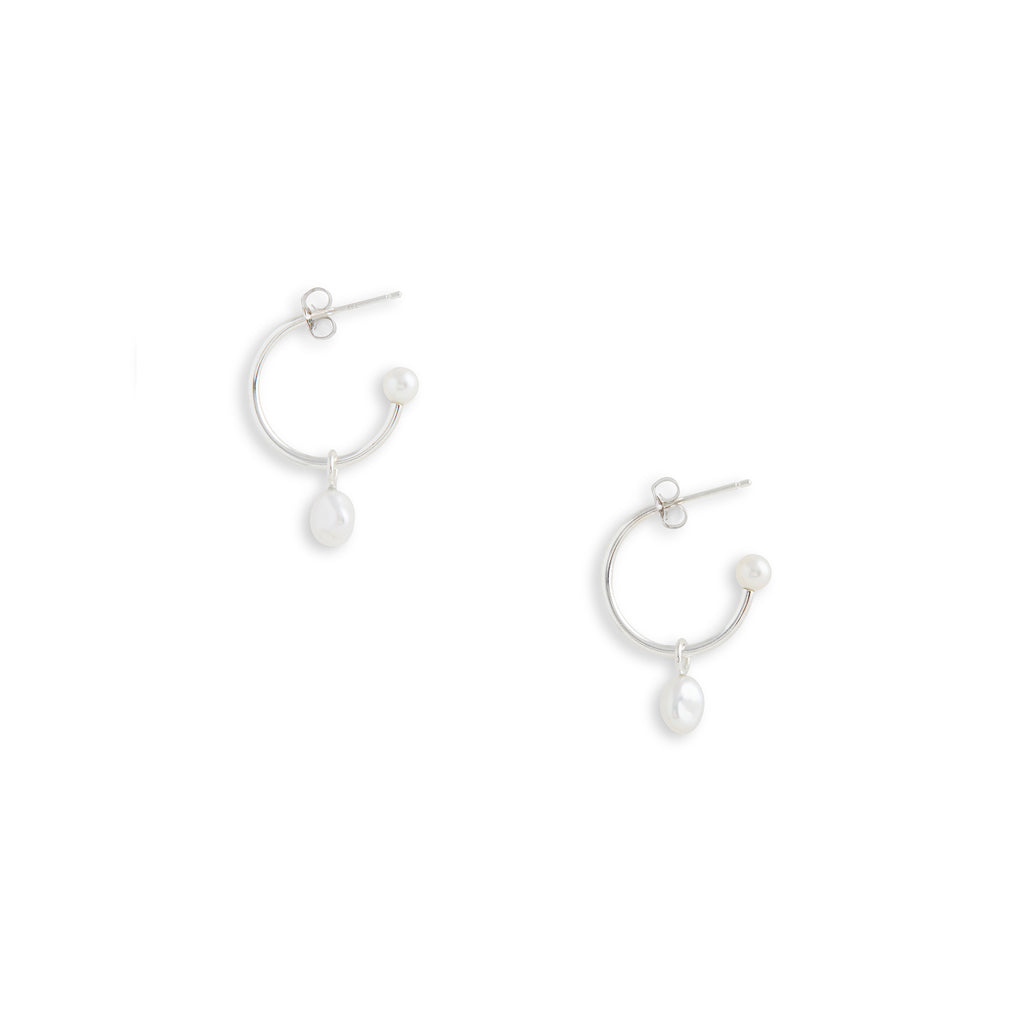 Small Silver Charming Hoop Earrings