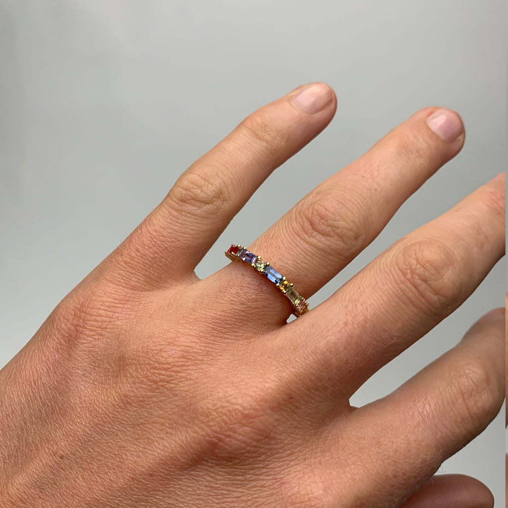 XO Rainbow Sapphire Ring