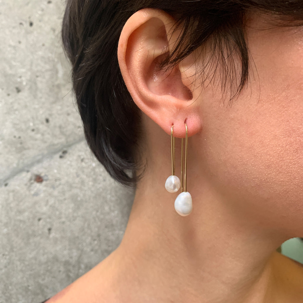 Baroque Pearl Small Gold Drop Earrings