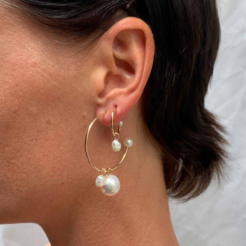 Medium Silver Charming Hoop + Charms Earrings