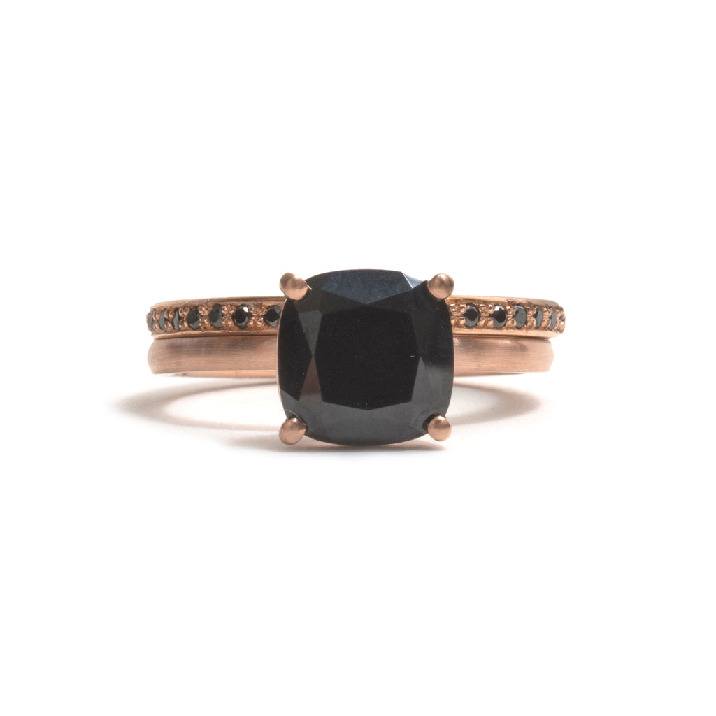 Rose Gold and Black Diamonds Little Steps Ring