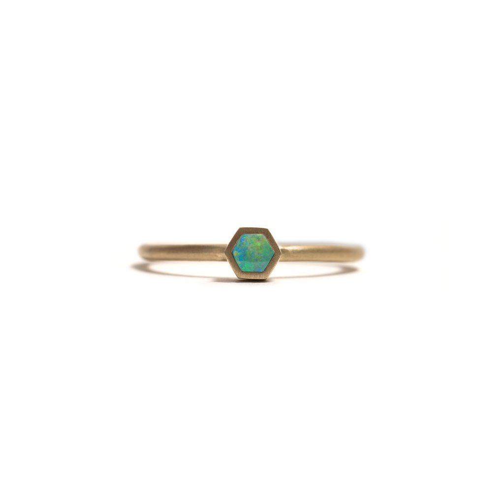 Golden Opal Element Small Stacking Ring