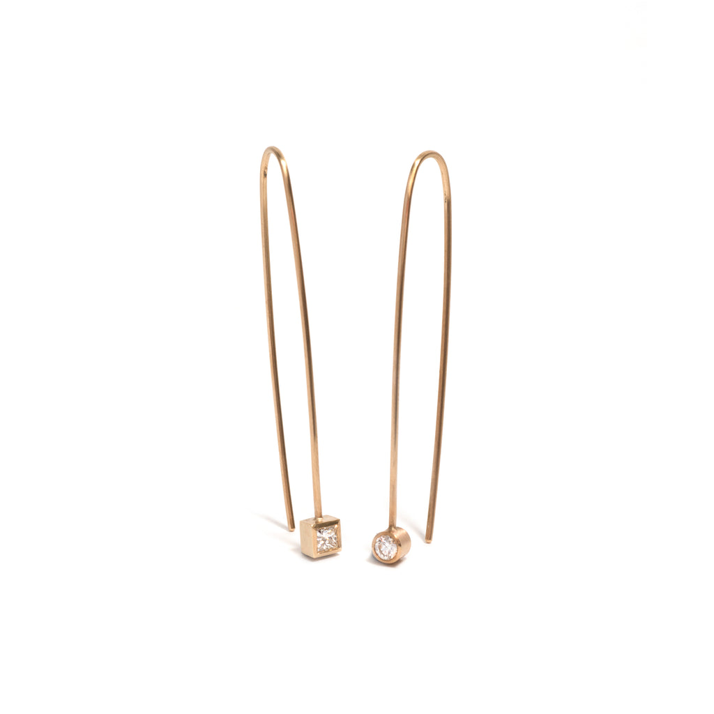 Asymmetrical Diamond Drop Earrings