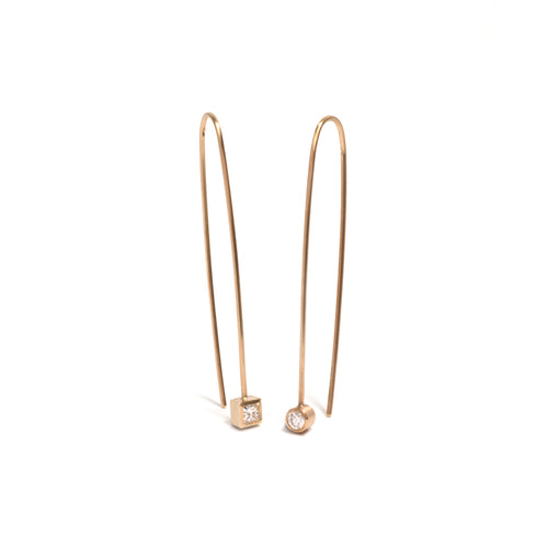 Asymmetrical Diamond Drop Earrings