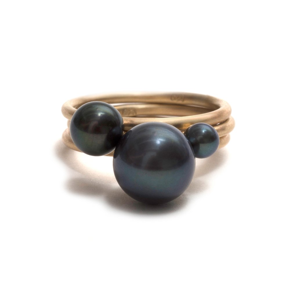 Black Pearl Stacking Ring