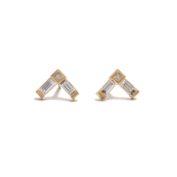 Right Angle Diamond Earrings