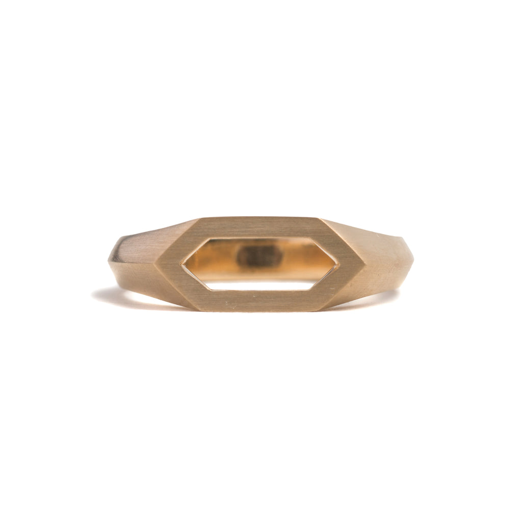 Elongated Hexagonal Signet Ring