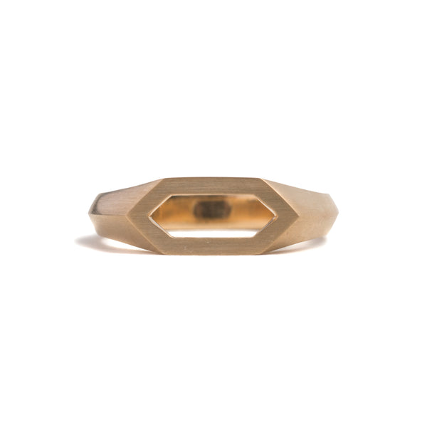 Elongated Hexagonal Signet Ring