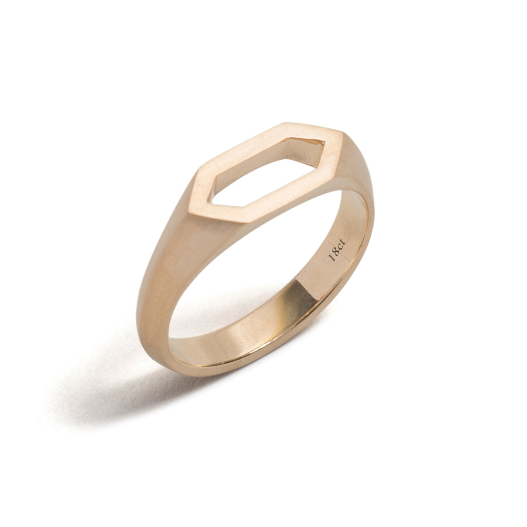 Elongated Hexagonal Signet Ring