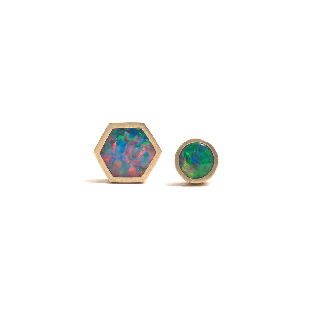 Large Golden Opal Element Single Stud Earrings