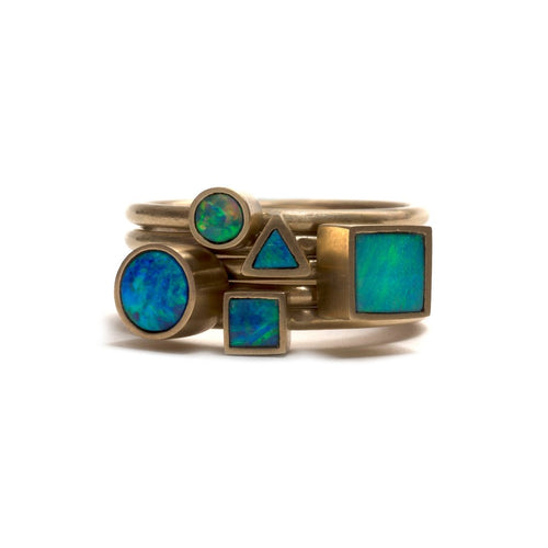 Golden Opal Element Small Stacking Ring