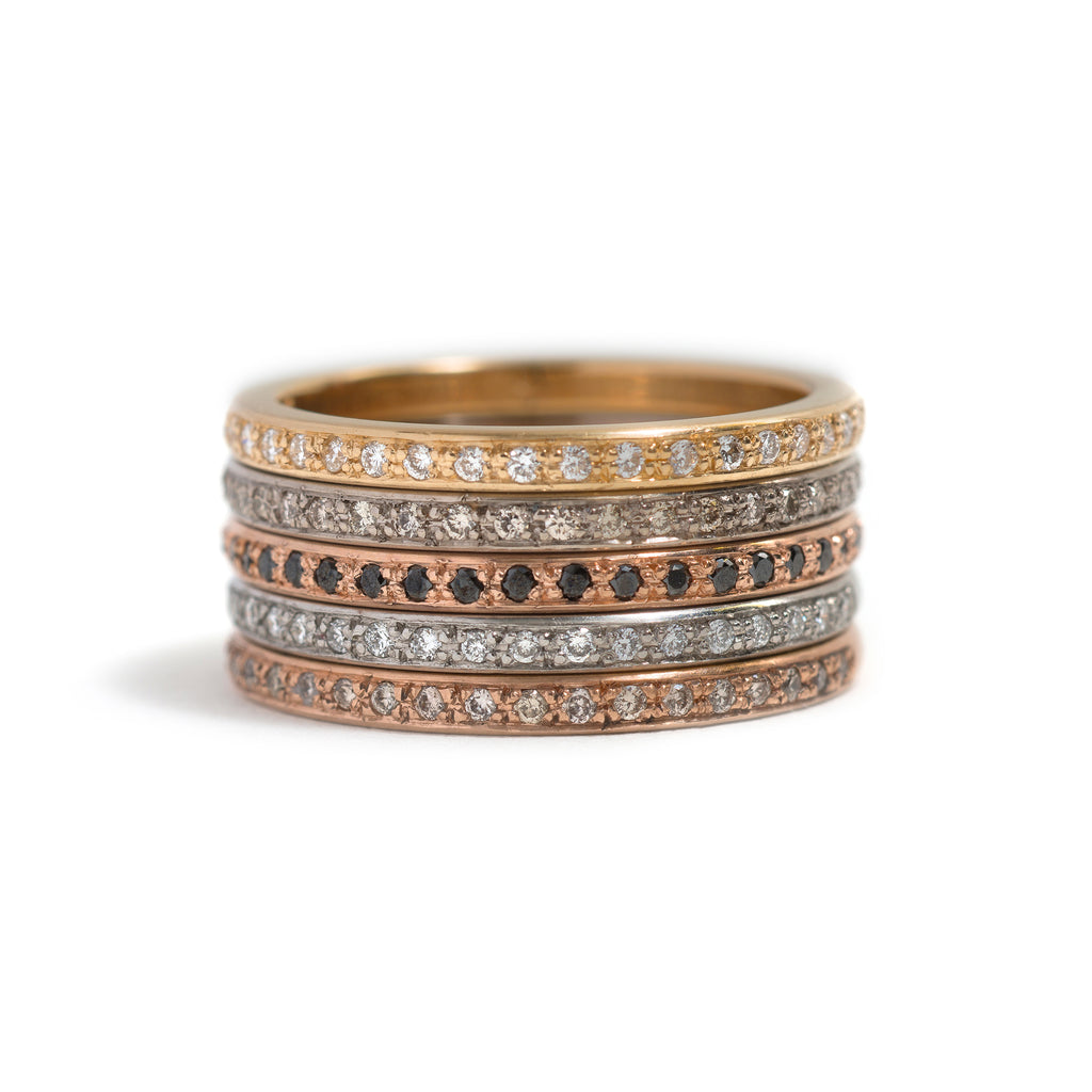 Rose Gold and Black Diamonds Little Steps Ring