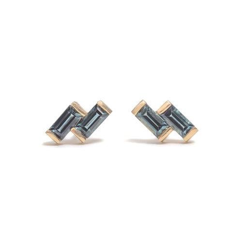 Double Sapphire Baguette Earrings