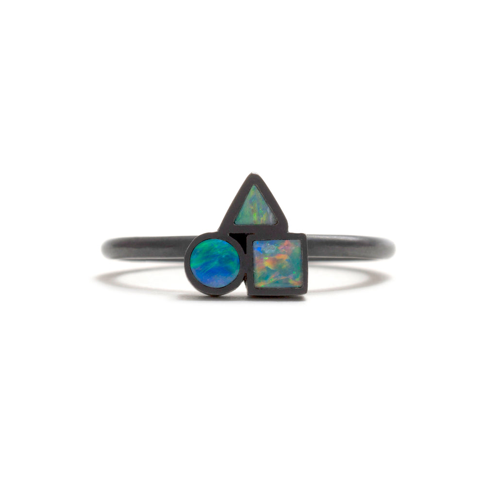 Oxidised Opal Element Cluster Ring