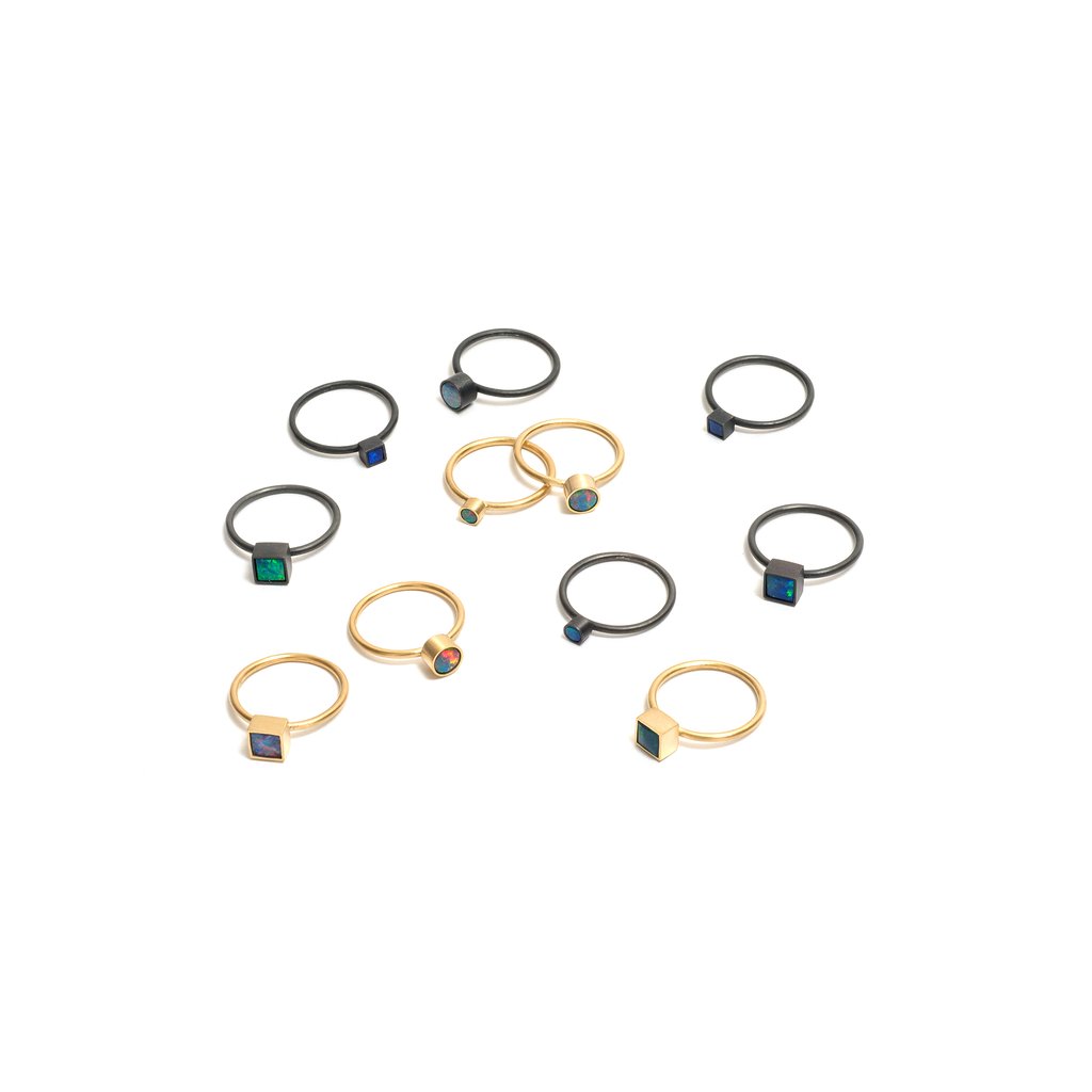 Golden Opal Element Small Stacking Ring