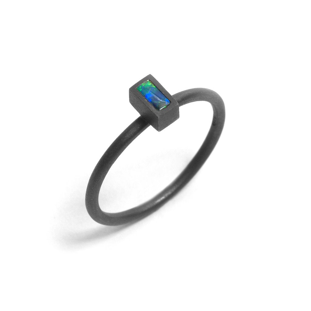 Oxidised Opal Element Small Stacking Ring